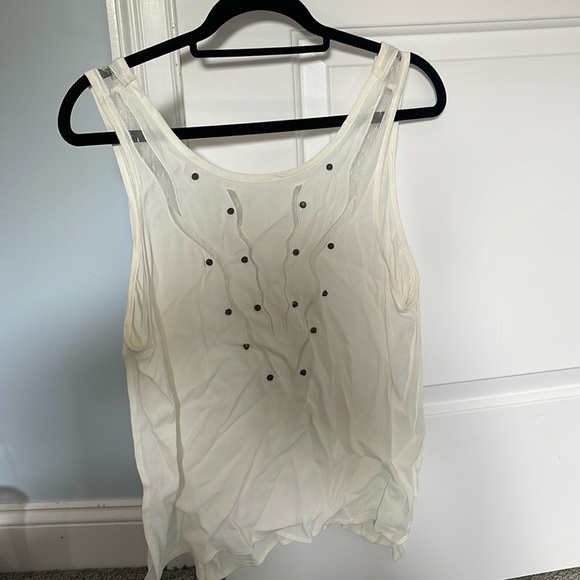 Lush white tank top with studded front - Picture 1 of 3